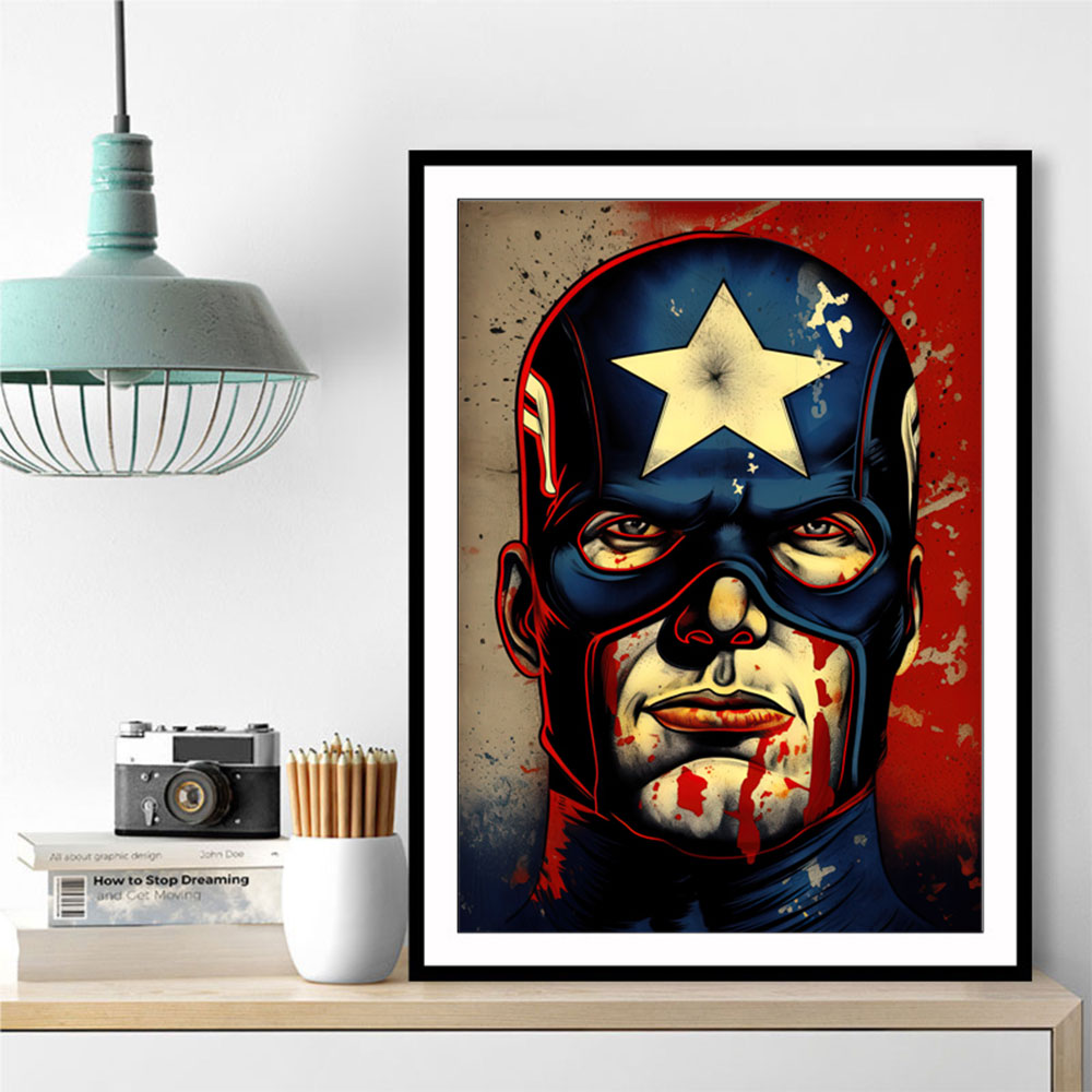 Captain America Grunge Pop 1 Wall Art