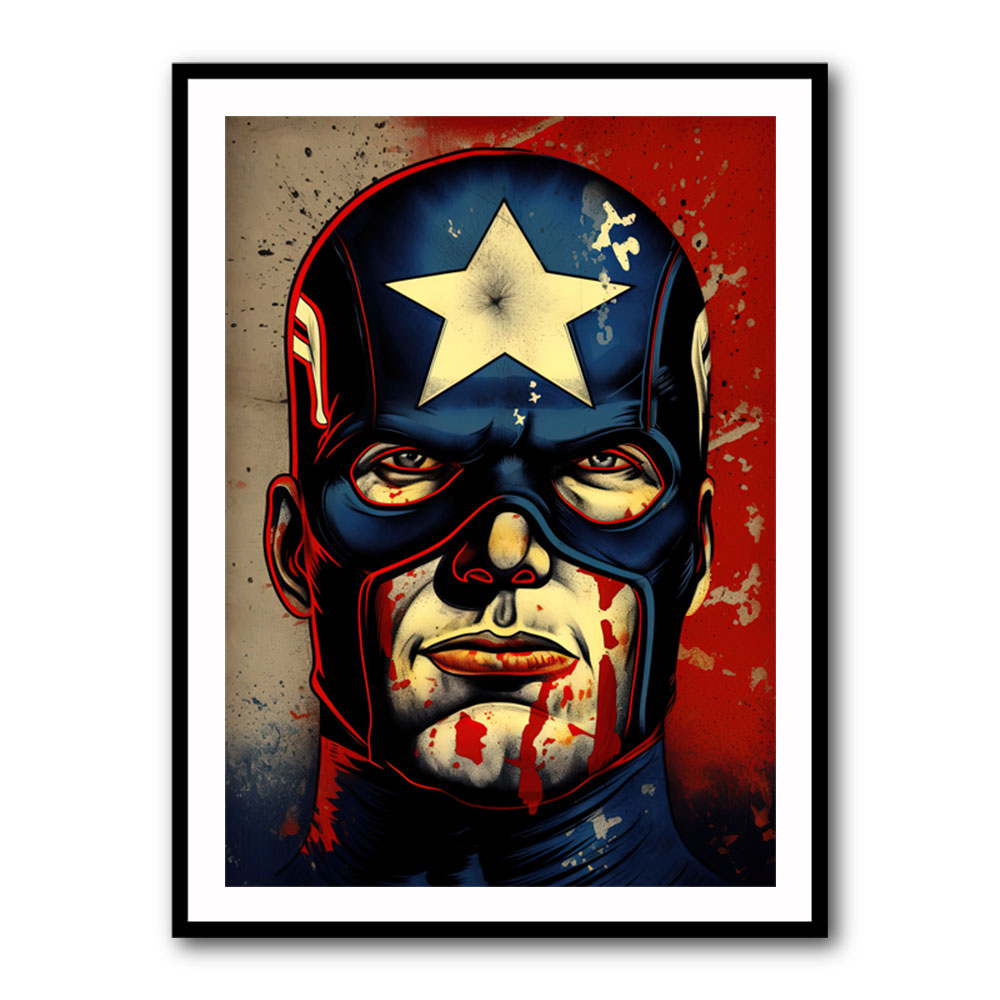 Captain America Grunge Pop 1 Wall Art