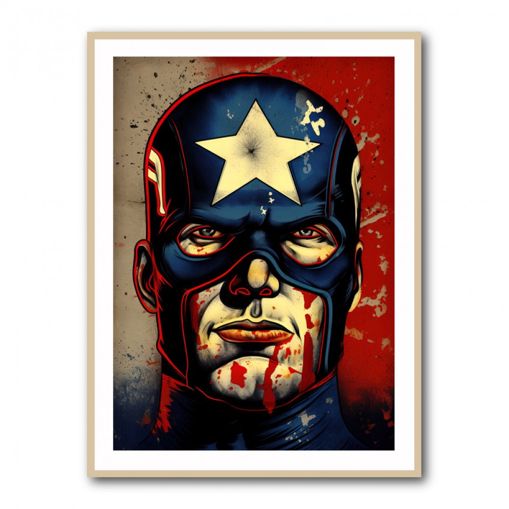 Captain America Grunge Pop 1 Wall Art