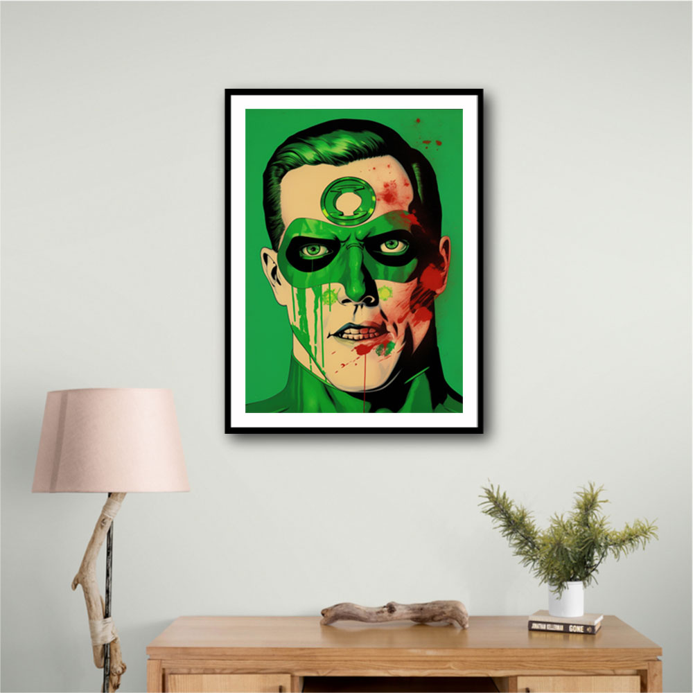 Green Lantern Grunge Pop Wall Art