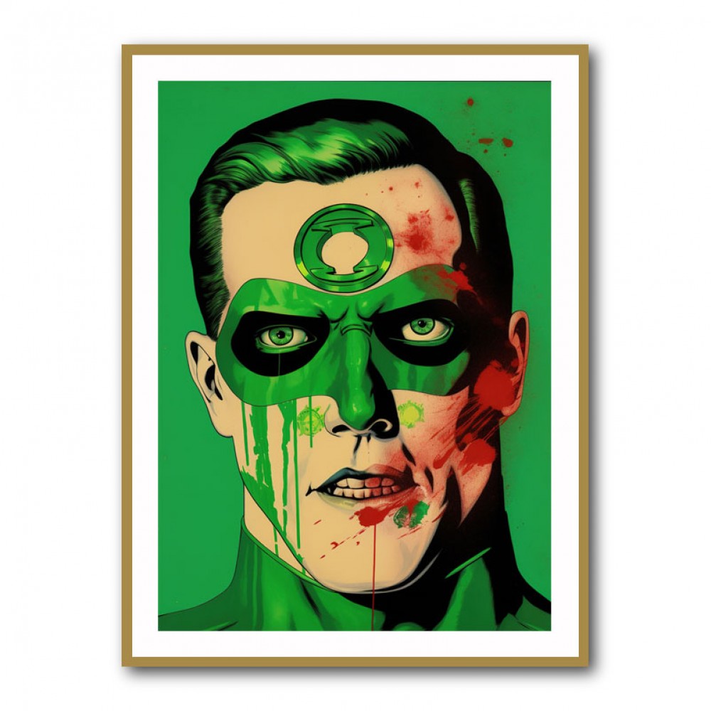 Green Lantern Grunge Pop Wall Art