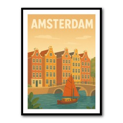 Amsterdam Travel Poster Wall Art 