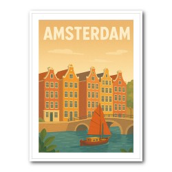 Amsterdam Travel Poster Wall Art 