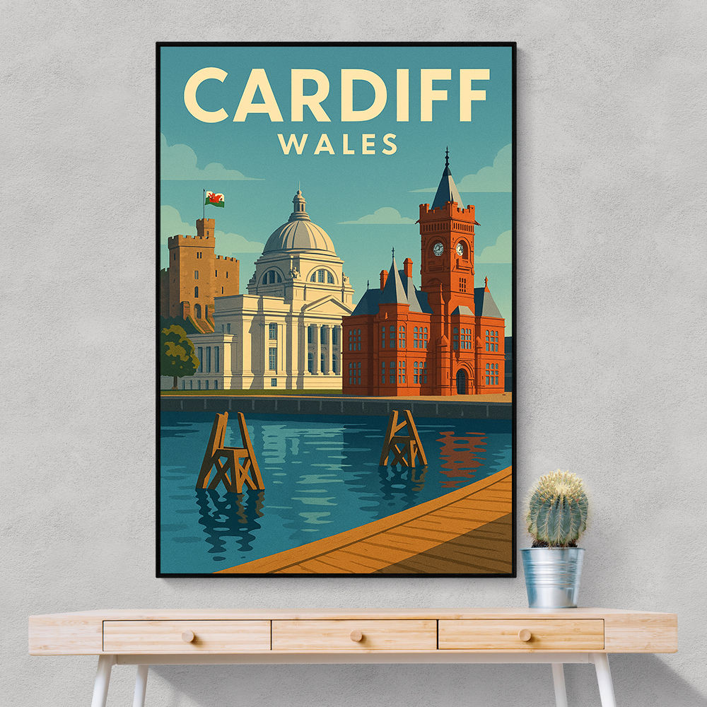Cardiff Travel Poster Wall Art Cardiff Travel Poster Wall Art