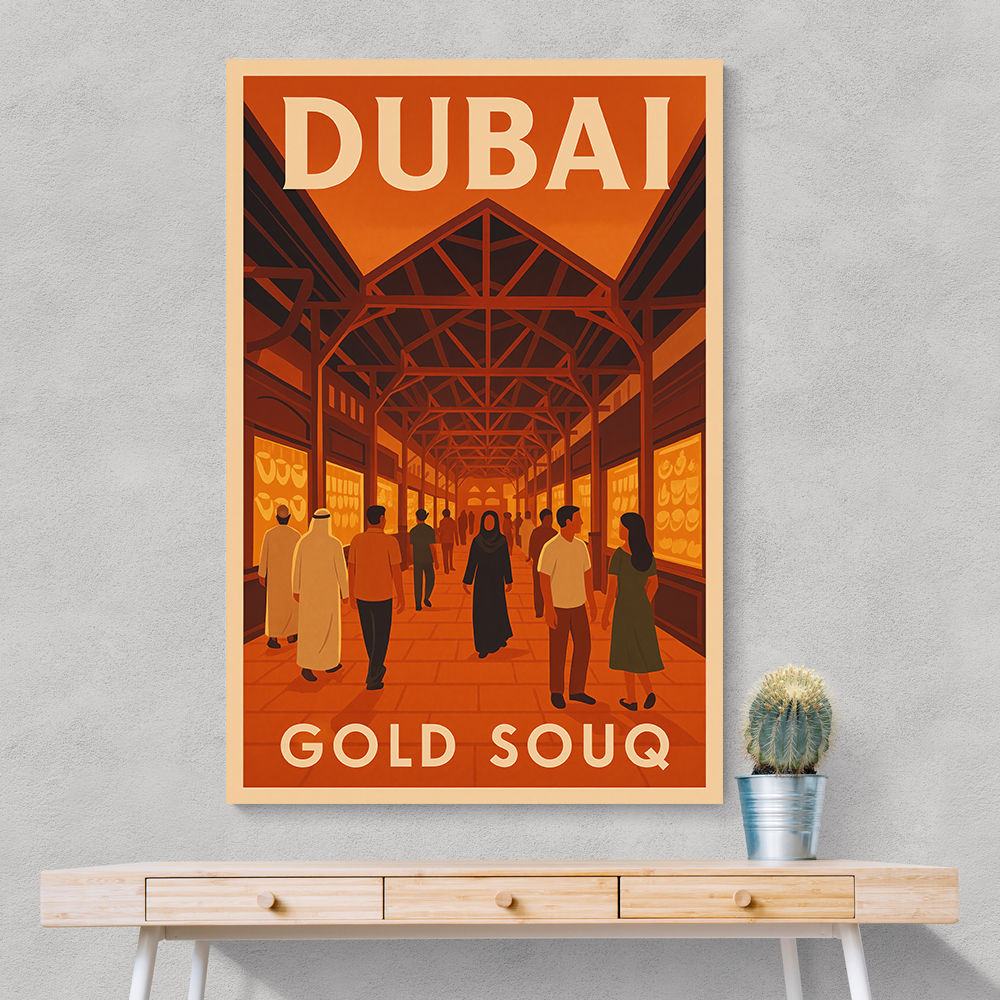 Dubai Gold Souq Travel Poster Wall Art Dubai Gold Souq Travel Poster Wall Art
