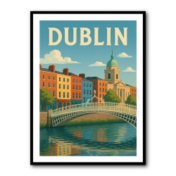 Dublin Ireland Travel Poster Wall Art