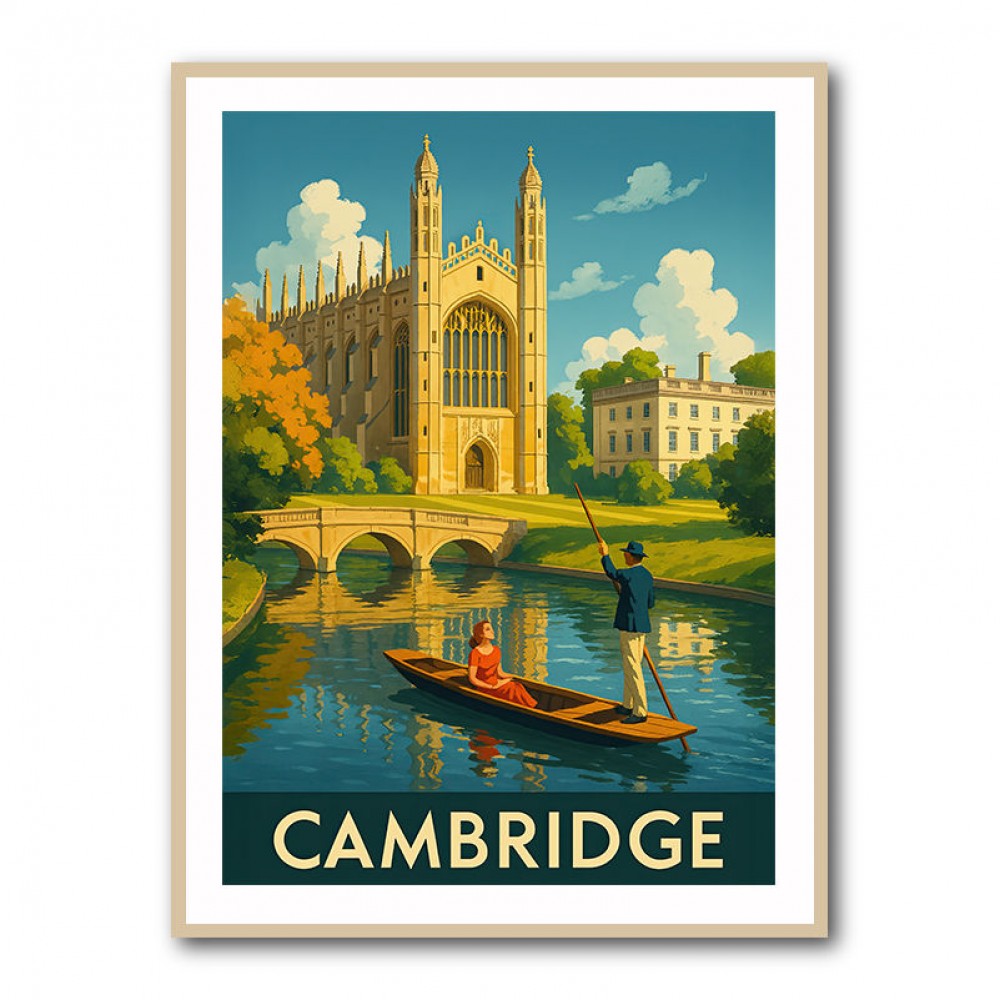 Cambridge Travel Poster Wall Art Cambridge Travel Poster Wall Art