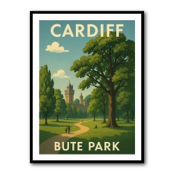 Cardiff Bute Park Travel Poster Wall Art