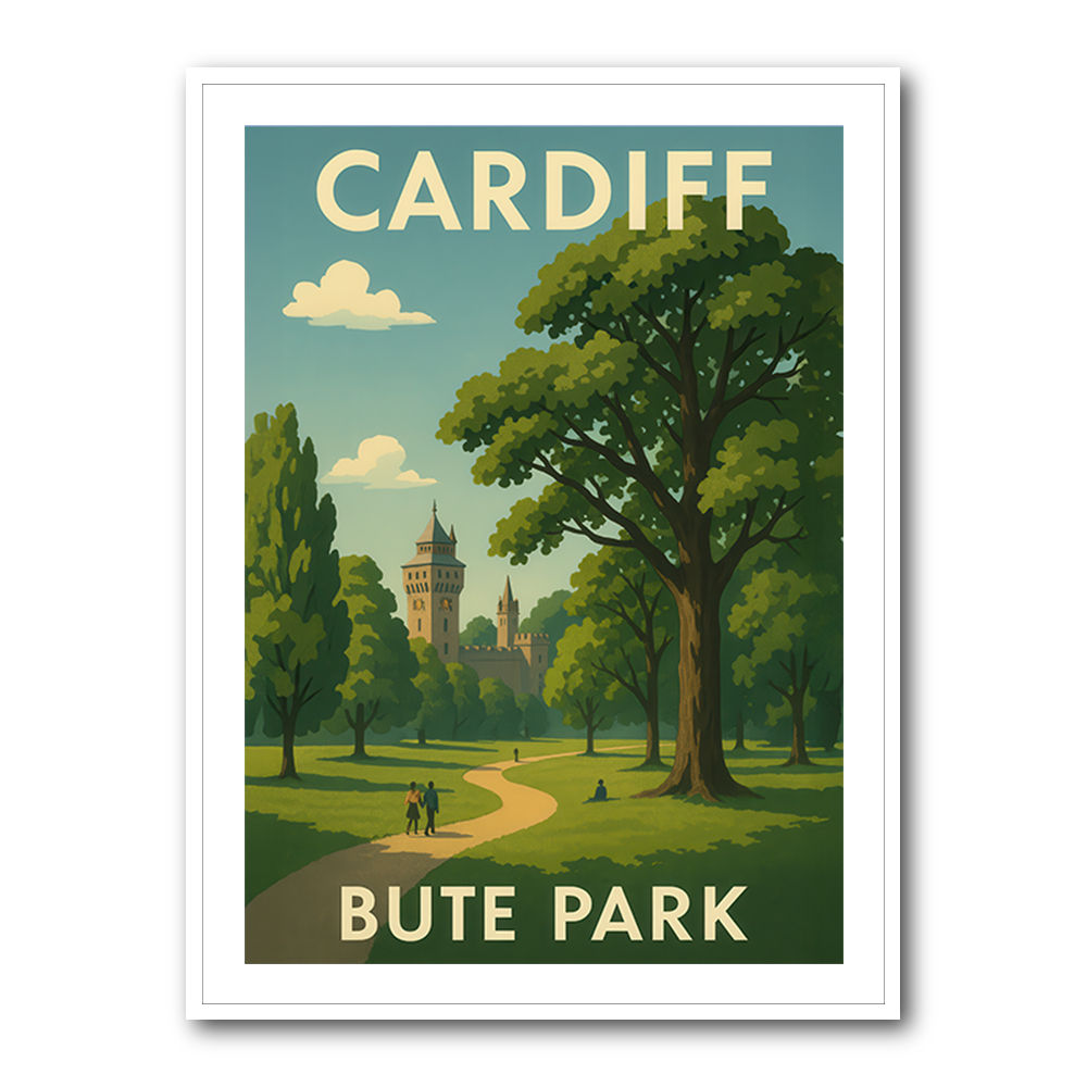 Cardiff Bute Park Travel Poster Wall Art Cardiff Bute Park Travel Poster Wall Art