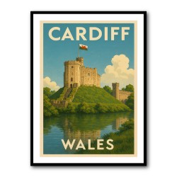 Cardiff Castle Travel Poster Wall Art