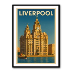 Liverpool Liver Building Travel Poster Wall Art