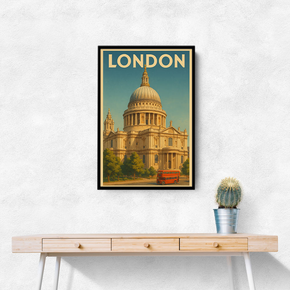 London Travel Poster St. Pauls Cathedral Wall Art London Travel Poster St. Pauls Cathedral Wall Art