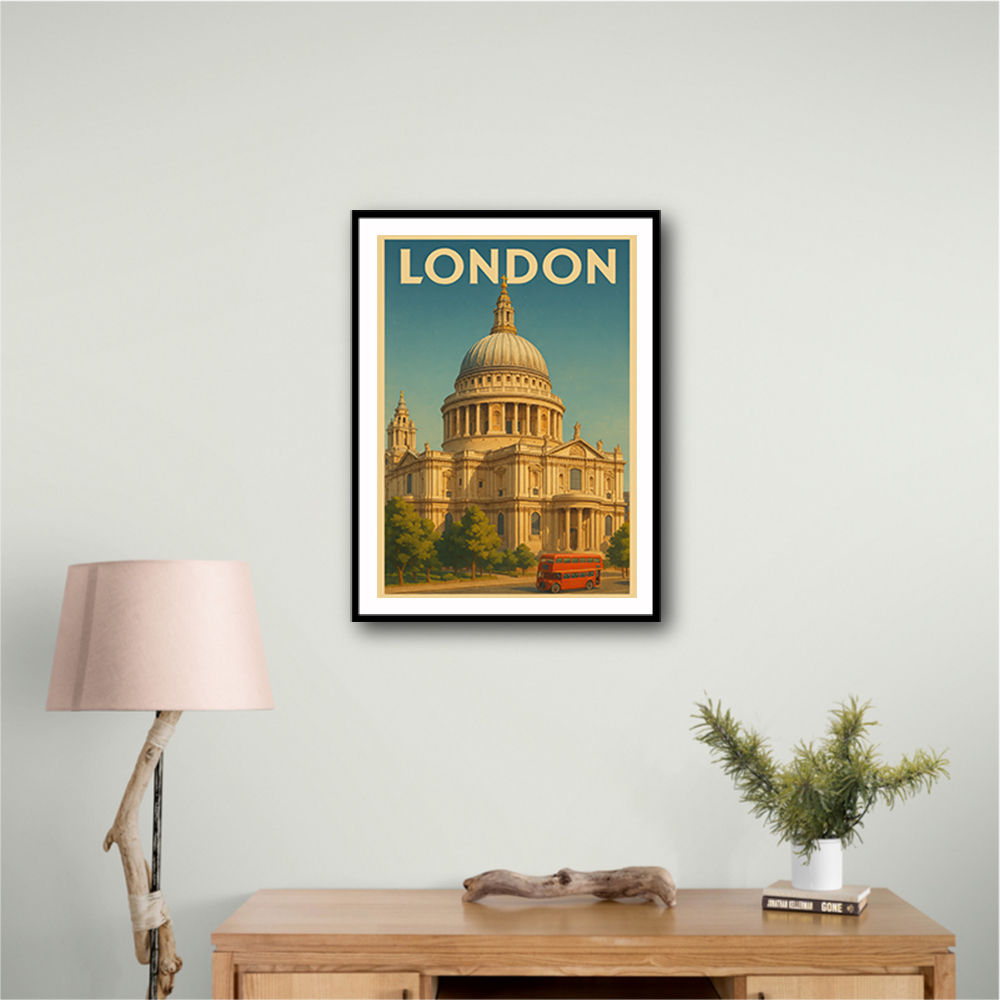London Travel Poster St. Pauls Cathedral Wall Art London Travel Poster St. Pauls Cathedral Wall Art