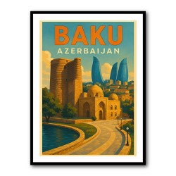 Baku Travel Poster 1 Wall Art
