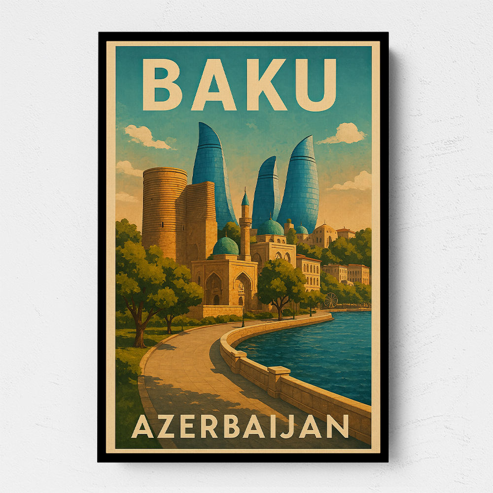 Baku Travel Poster Wall Art Baku Travel Poster Wall Art