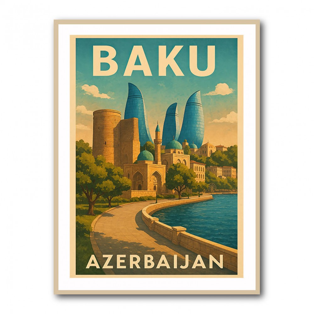 Baku Travel Poster Wall Art Baku Travel Poster Wall Art