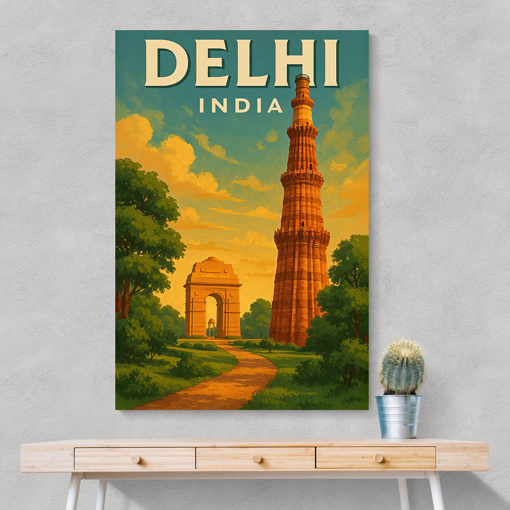 Delhi India Travel Poster 1 Wall Art Delhi India Travel Poster 1 Wall Art