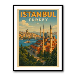 Istanbul Turkey Travel Poster Wall Art