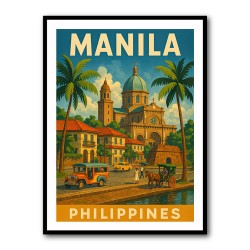 Manila Philippines Travel Poster Wall Art