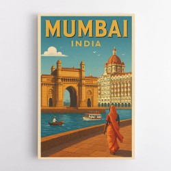 Mumbai India Travel Poster Wall Art