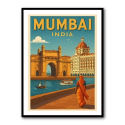 Mumbai India Travel Poster Wall Art