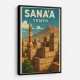 Frame Colour:: Black Sanaa Yemen Travel Poster 1 Wall Art