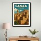 Framed Print Size:: Extra Large 90 x 120 cm Sanaa Yemen Travel Poster 1 Wall Art