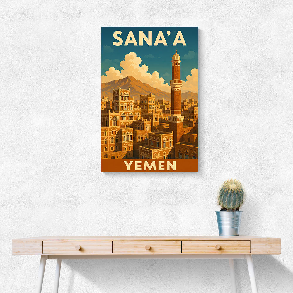 Sanaa Yemen Travel Poster Wall Art Sanaa Yemen Travel Poster Wall Art