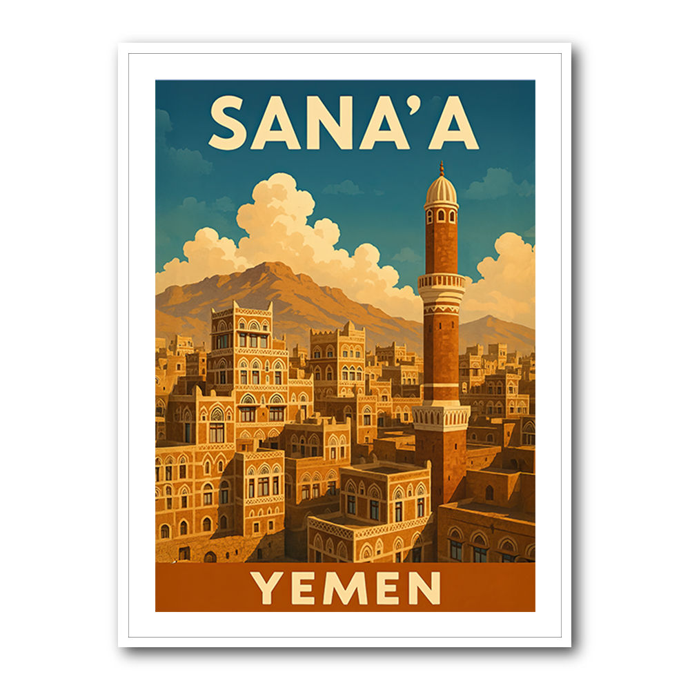 Sanaa Yemen Travel Poster Wall Art Sanaa Yemen Travel Poster Wall Art