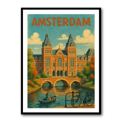 Amsterdam Travel Poster Featuring Rijksmuseum 1 Wall Art