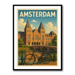 Amsterdam Travel Poster Featuring Rijksmuseum Wall Art