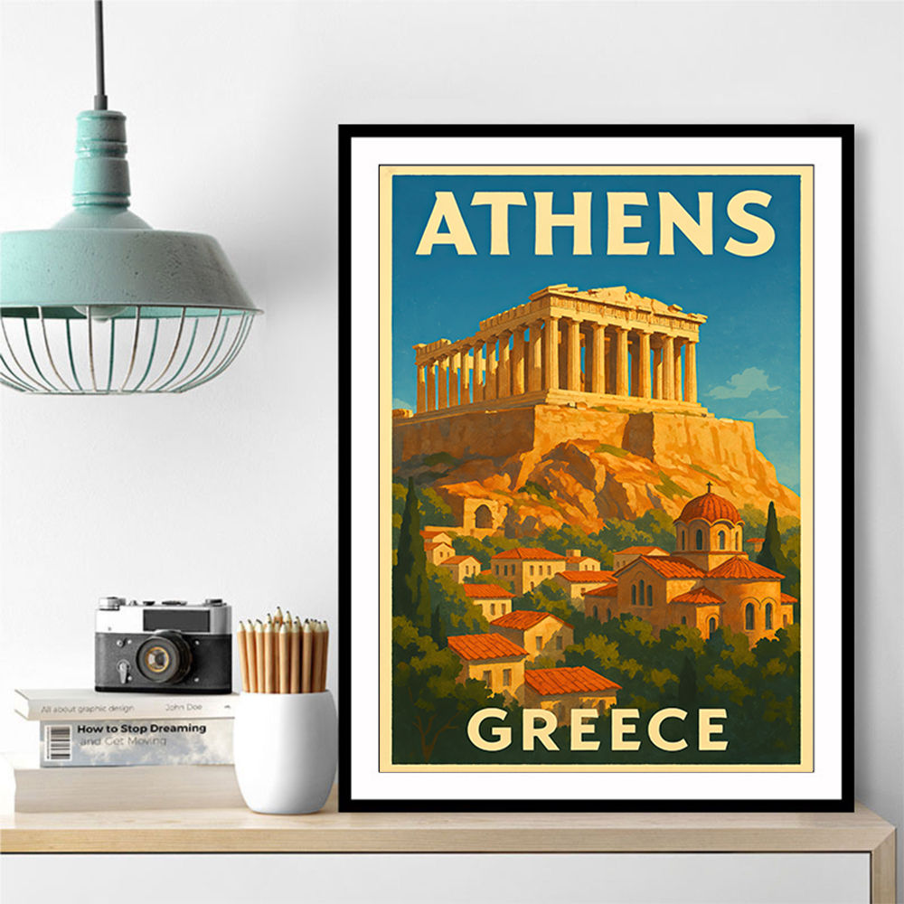 Athens Greece Travel Poster Wall Art Athens Greece Travel Poster Wall Art
