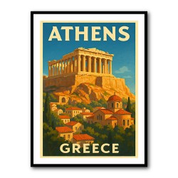 Athens Greece Travel Poster Wall Art