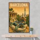Barcelona Travel Poster Featuring Park Güell Wall Art Barcelona Travel Poster Featuring Park Güell Wall Art