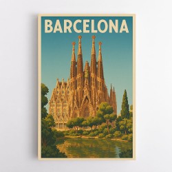 Barcelona Travel Poster Featuring Sagrada Família 1 Wall Art