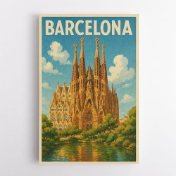 Barcelona Travel Poster Featuring Sagrada Família Wall Art