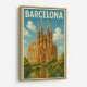 Barcelona Travel Poster Featuring Sagrada Família Wall Art Barcelona Travel Poster Featuring Sagrada Família Wall Art
