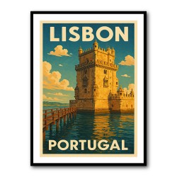 Belém Tower Lisbon Travel Poster Wall Art