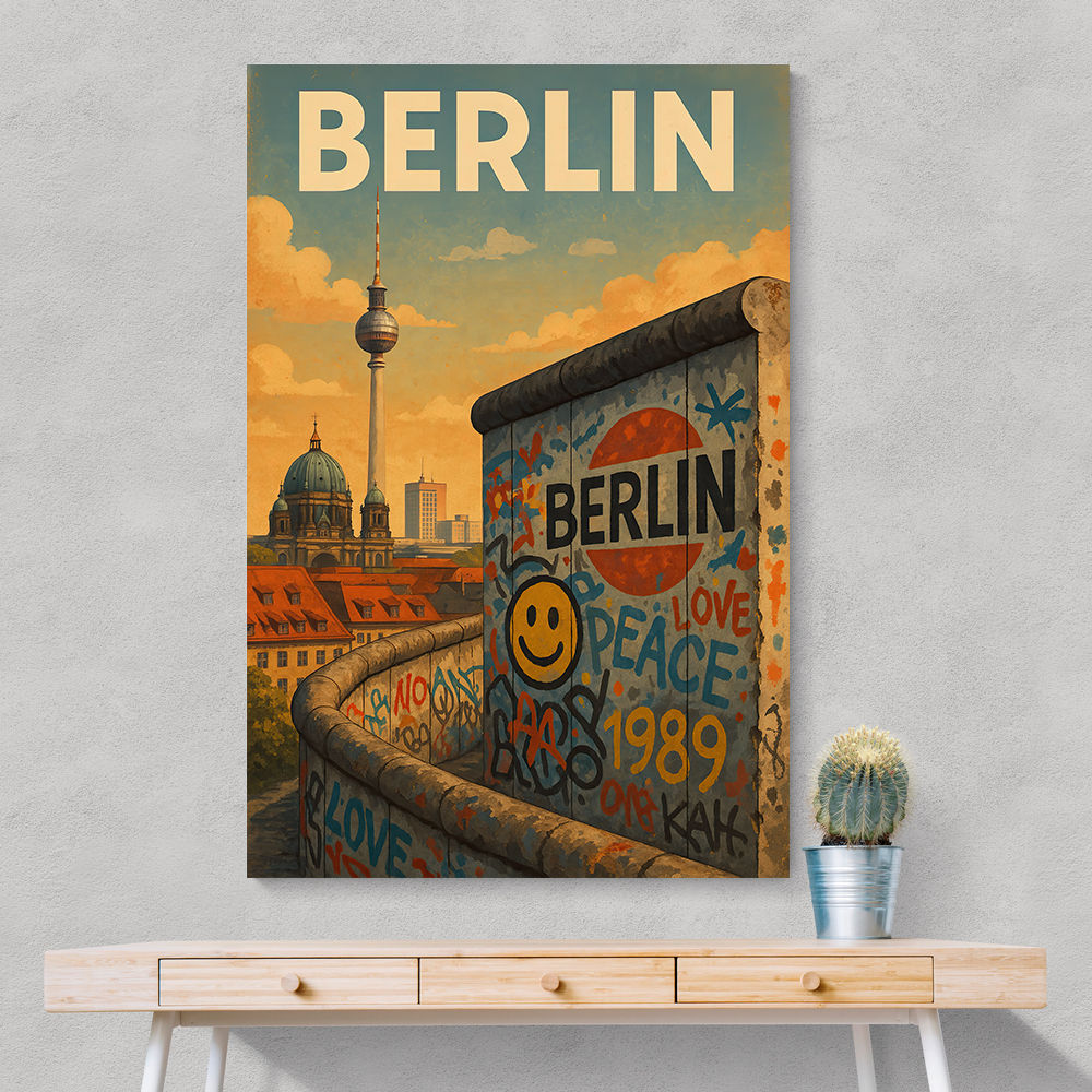 Berlin Travel Poster Featuring Berlin Wall Wall Art