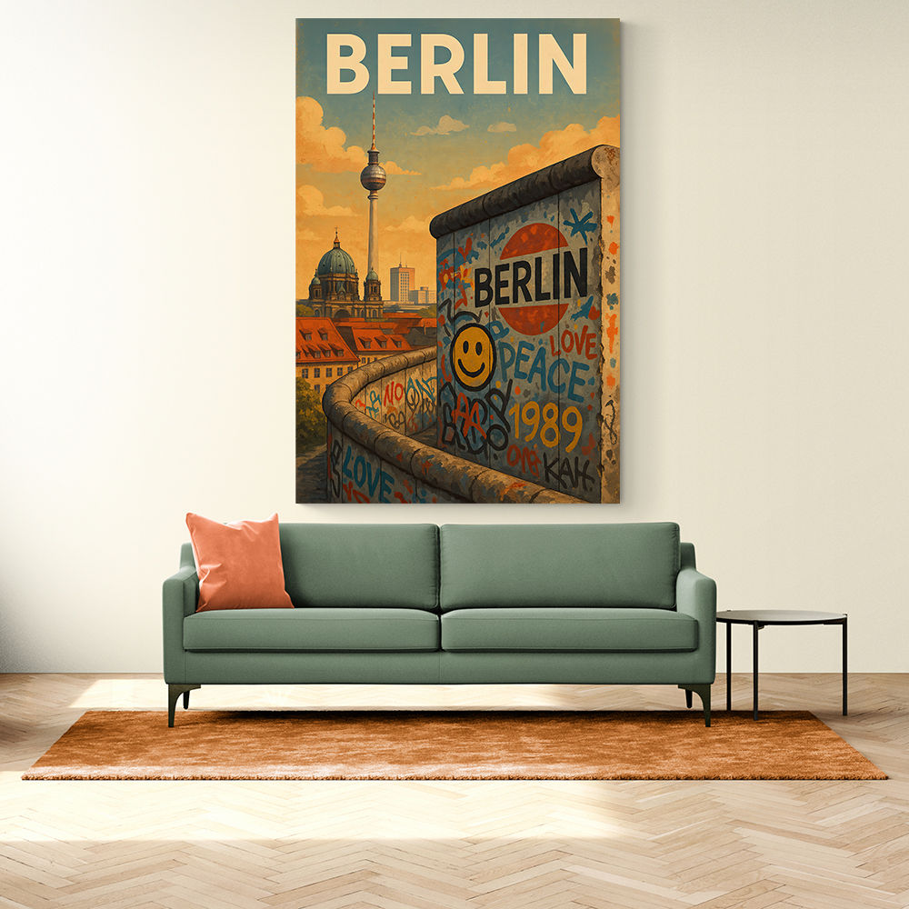 Berlin Travel Poster Featuring Berlin Wall Wall Art
