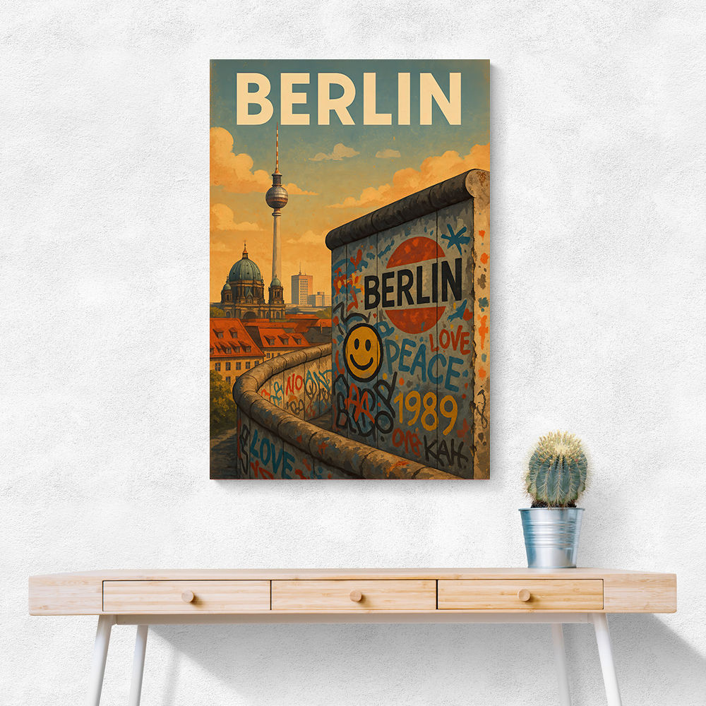 Berlin Travel Poster Featuring Berlin Wall Wall Art