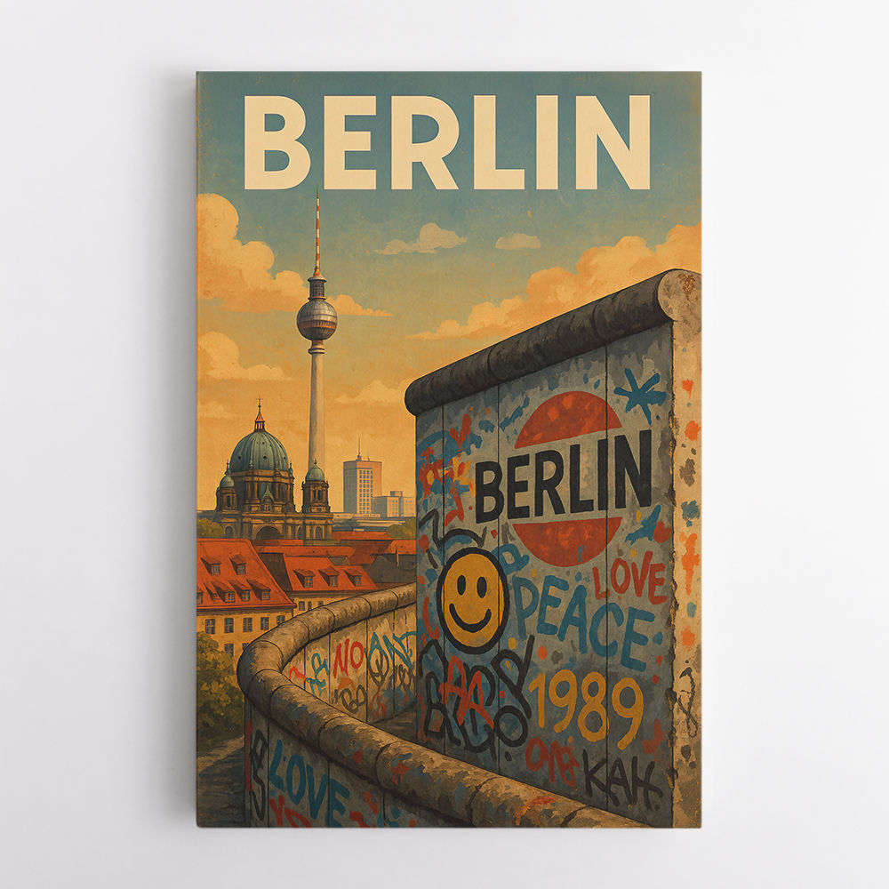 Berlin Travel Poster Featuring Berlin Wall Wall Art