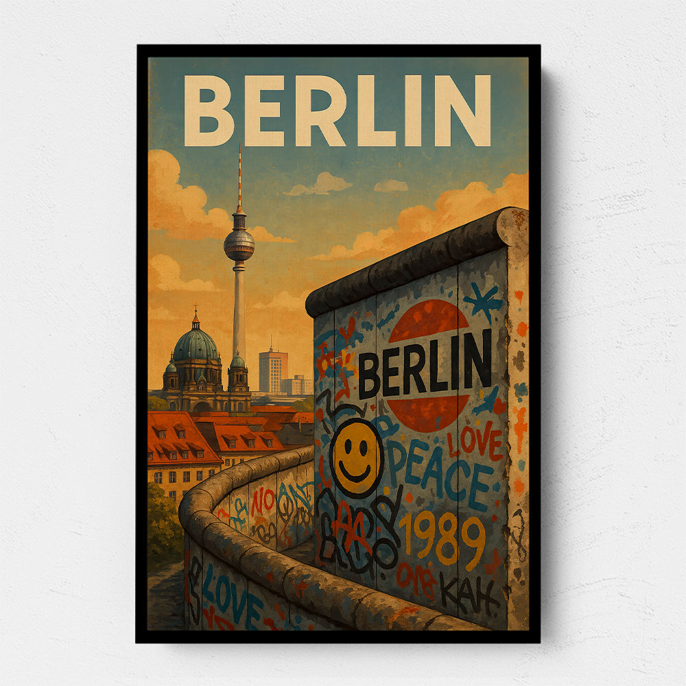 Berlin Travel Poster Featuring Berlin Wall Wall Art
