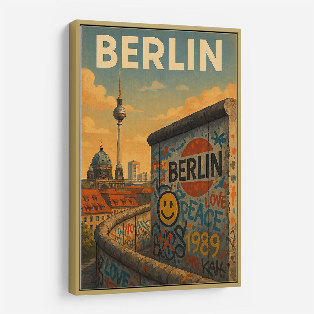 Berlin Travel Poster Featuring Berlin Wall Wall Art