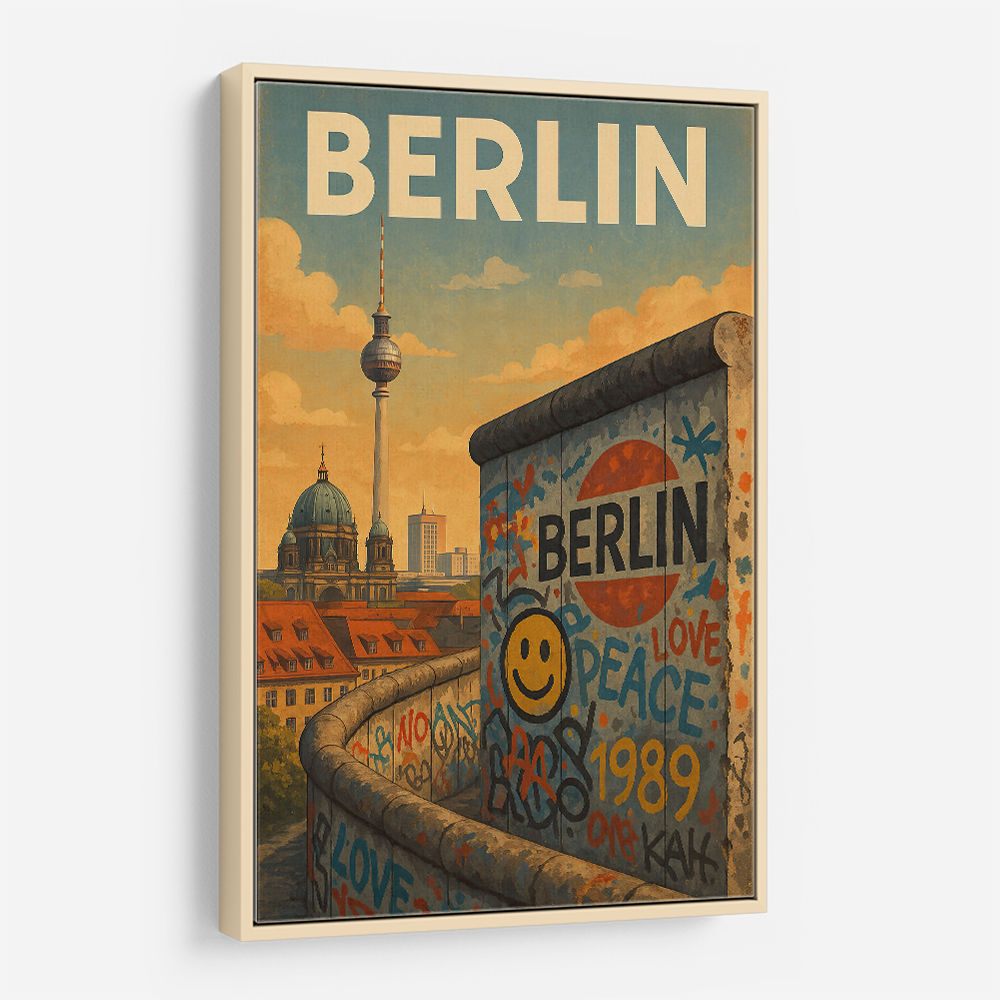 Berlin Travel Poster Featuring Berlin Wall Wall Art