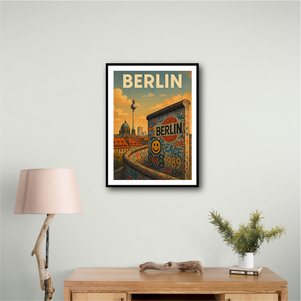 Berlin Travel Poster Featuring Berlin Wall Wall Art