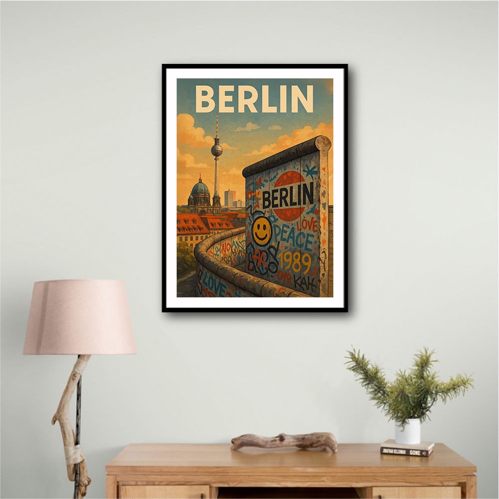 Berlin Travel Poster Featuring Berlin Wall Wall Art