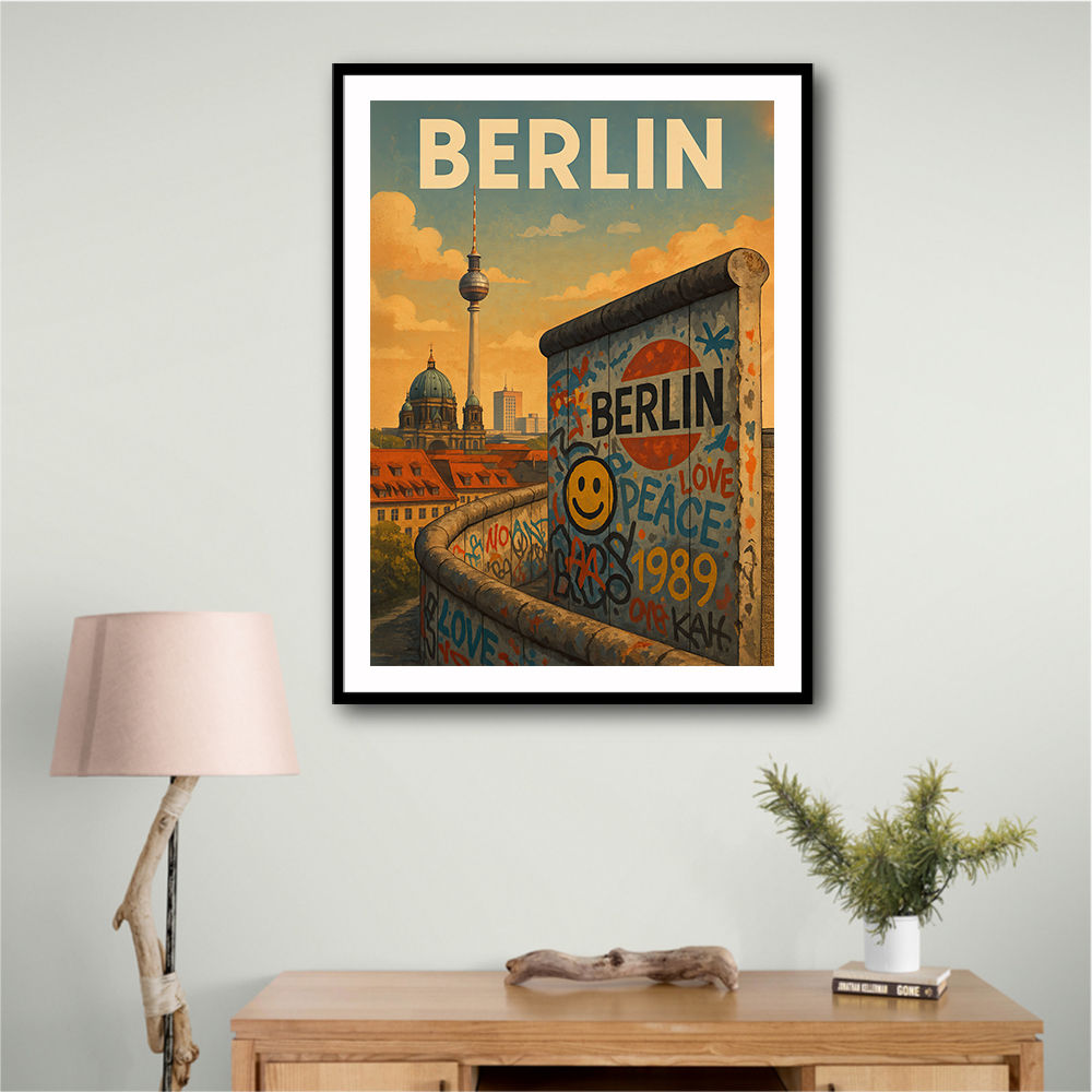 Berlin Travel Poster Featuring Berlin Wall Wall Art
