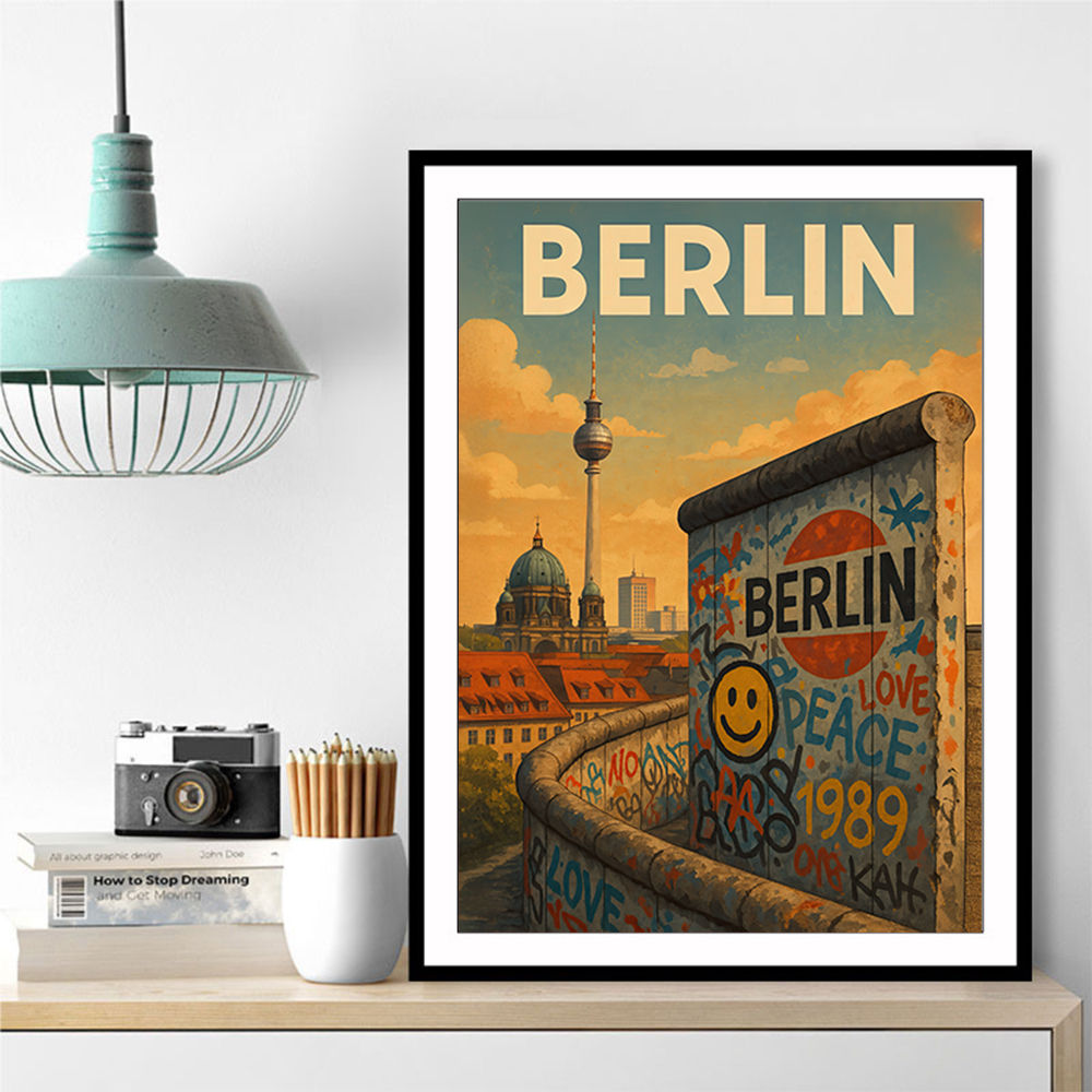 Berlin Travel Poster Featuring Berlin Wall Wall Art