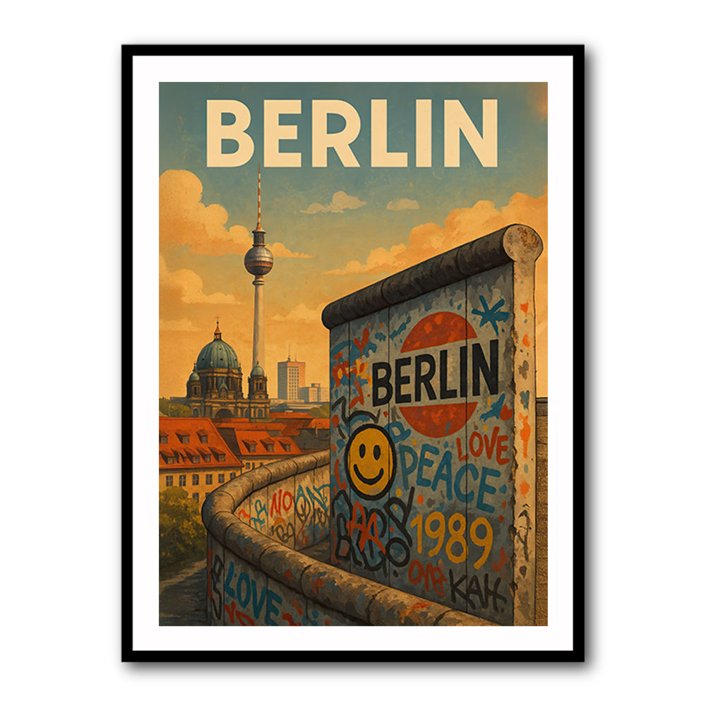 Berlin Travel Poster Featuring Berlin Wall Wall Art